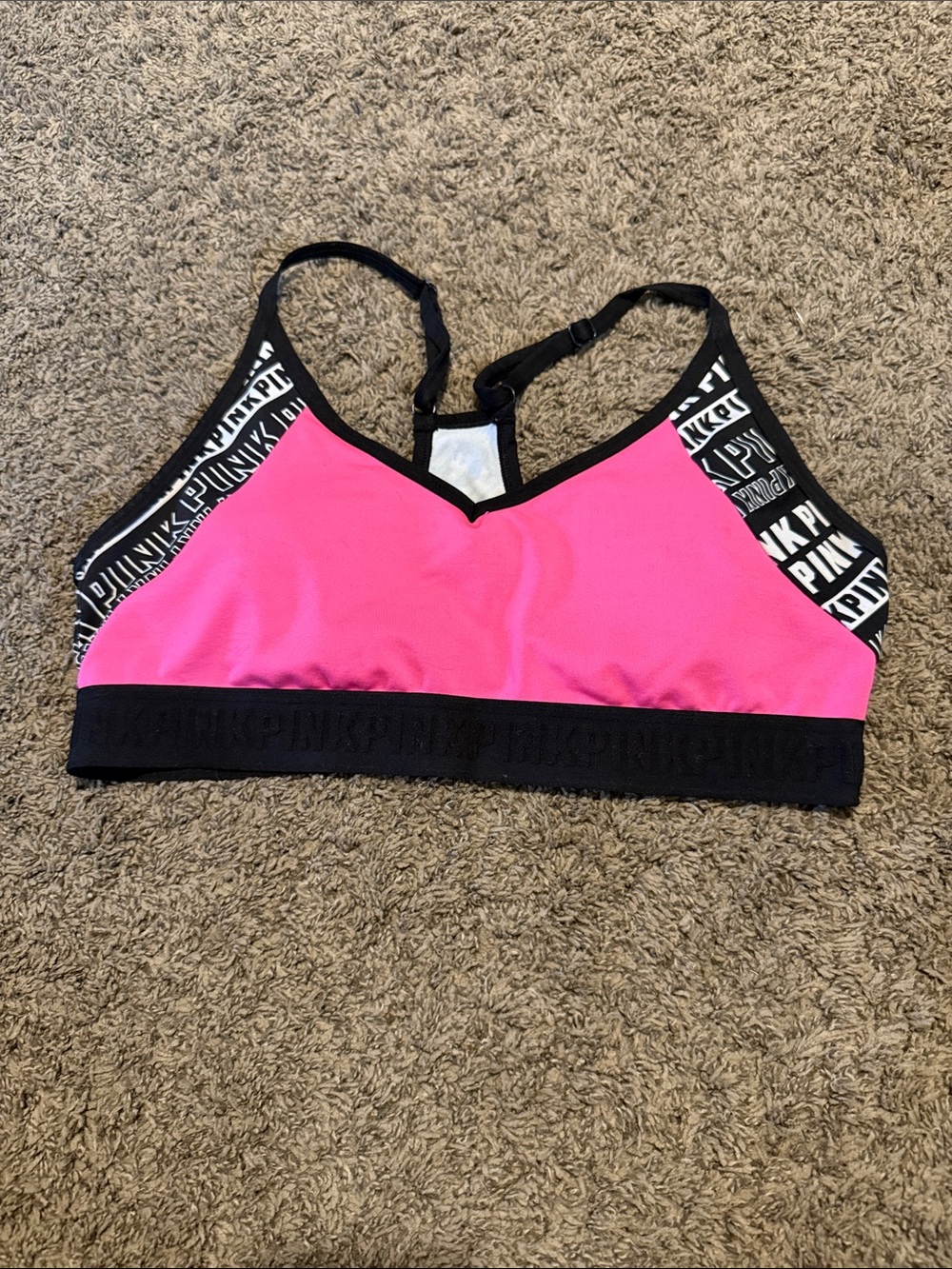 PINK Victoria's Secret Hot Pink and Black Swim Bralette